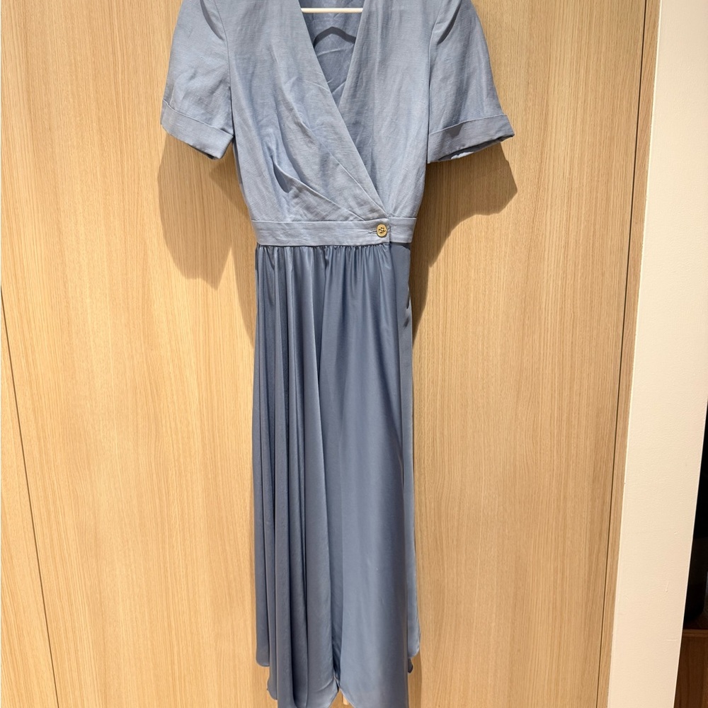 Sandro Elegant Blue Wrap Dress